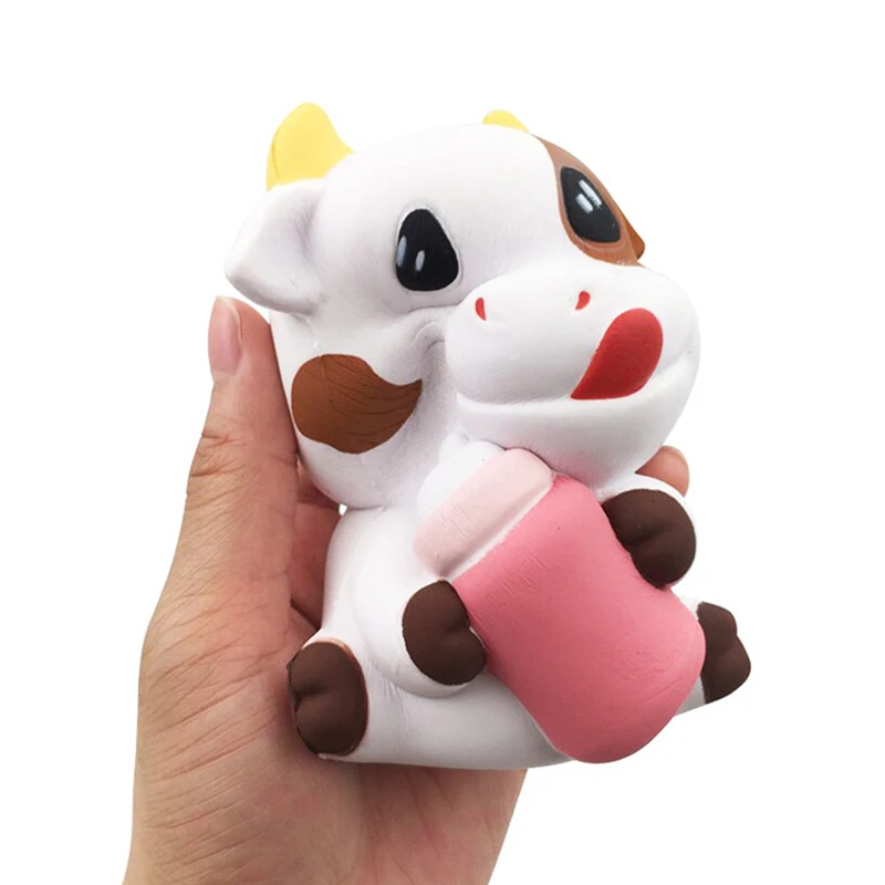 New Cute Bottle Cow Squishy Simulation Cream Scented Slow Rising Soft Squeeze Toy Stress Relief Novelty Fun for Kid Xmas Gift