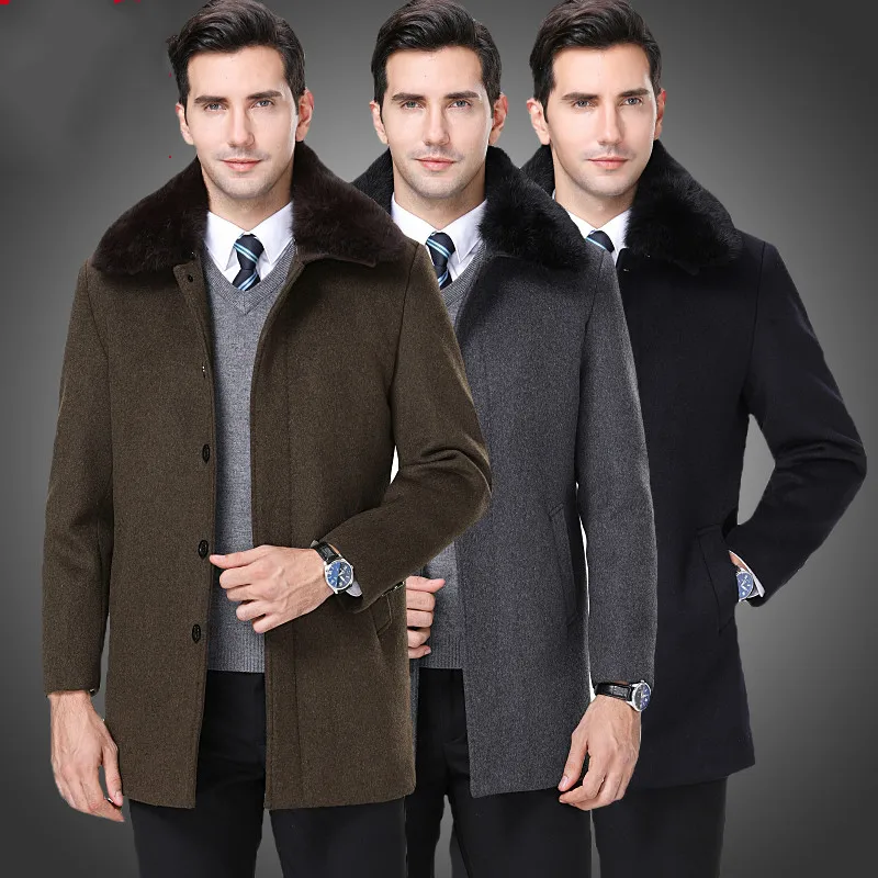 Autumn Winter Jacket Men 85% Cashmere 15% Wool Coat Business Casual ...