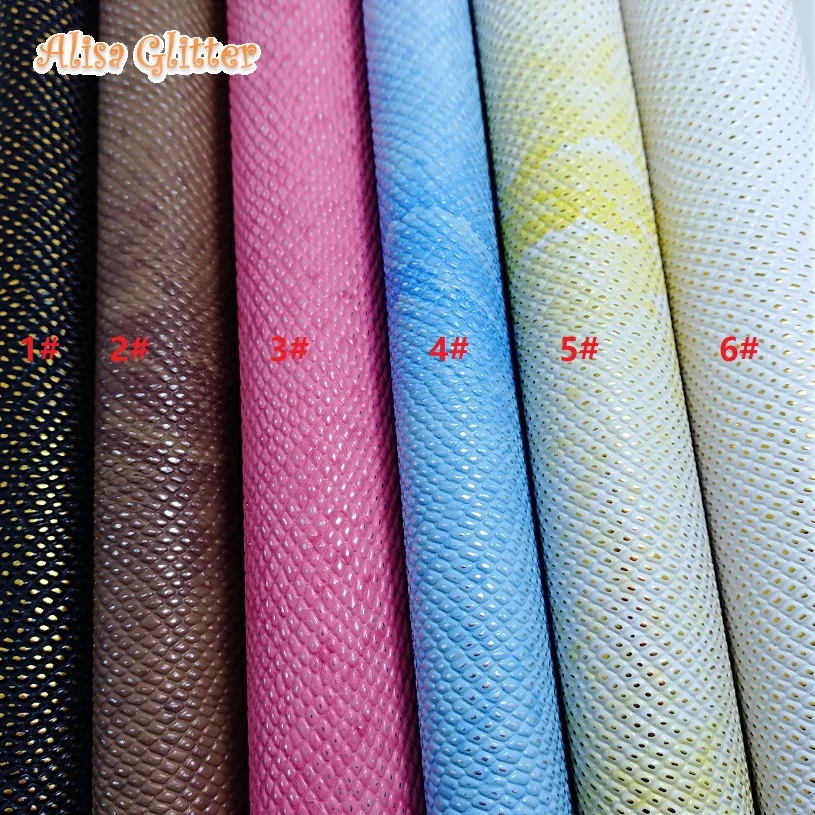 

1PCS A4 SIZE 21X29CM Metallic Python Snake Grain Synthetic Leather Fabric Pu leather Fabric For Bow DIY handbags shoes B16