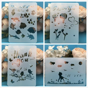 

4Pcs/Set 20x14cm Fish Bird DIY Layering Stencils Painting Scrapbook Coloring Embossing Album Decorative Card Template