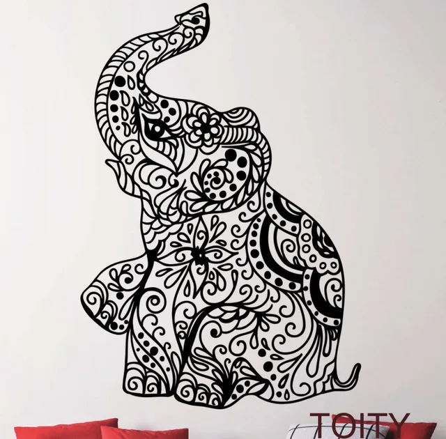 Elefanten indisches muster yoga nette vinyl wandtattoo aufkleber kunst