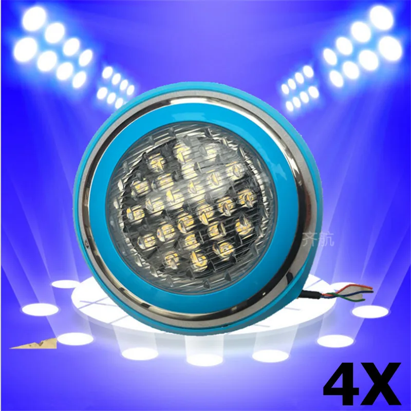 

4pcs LED Swimming pool light 54W AC 12V RGB IP68 LED remote control underwater Lamp Outdoor Lighting Pond lights led piscina