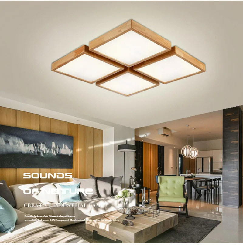 Simple Wooden Ceiling Lights Japan Style Warm Bedroom Living Room Cafe Home Lighting Ceiling Lighting Solid Wood Ceiling Lamp 220V (4)