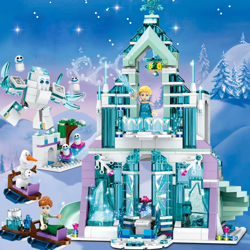 Elsa Anna Ice Dream Romantic Castle Model Building Blocks Cinderella Princess City Set Girl Children Christmas Gift | Игрушки и хобби