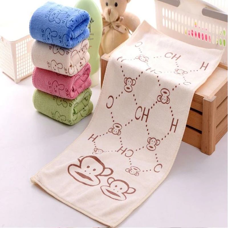 Lucu Krem Putih Kartun Hewan Monyet Kain Lap Handuk Bayi Mandi