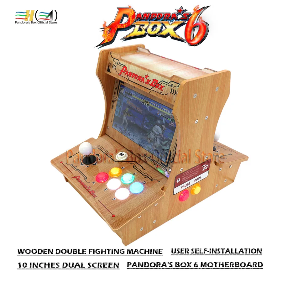 Wooden Double fighting machine Pandora's box mini arcade bartop 2 players diy User self-installation pandora box 6 1300 in 1