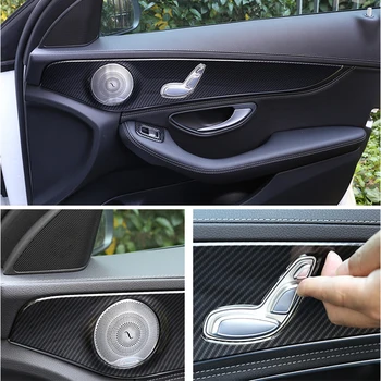 

4Pcs/set ABS Carbon Fiber Style Interior Door Decoration Panel Cover Trim For Mercedes Benz C Class W205 C180 2015-2018