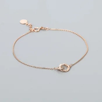 

S - s925 silver female fashion fresh micro inlaid double ring best selling sterling silver