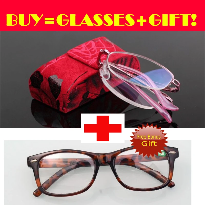 

[ONE GLASSES+GIFT GLASSES] folding women READING glasses ultra light anti fatigue portable resin +1.0+1.5+2.0 +2.5 +3.0 +3.5 +4
