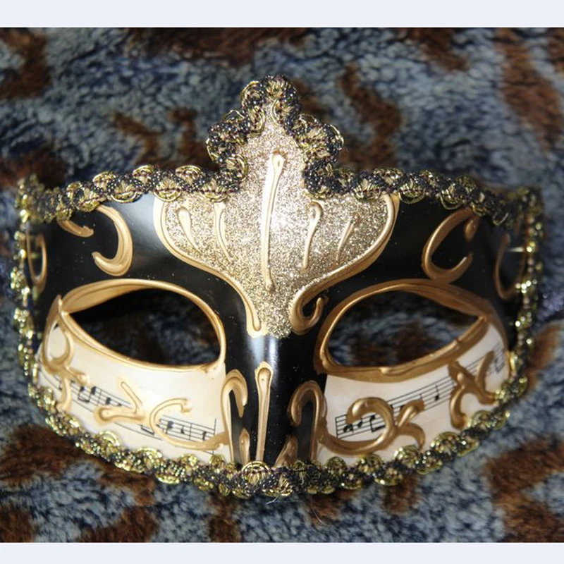 

Retro Handmade Resin Glitter Notes Phantom Opera Italian Venetian Masquerade Halloween Dance Party Mask