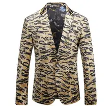 Осень г. Leopard Новое поступление Slim Fit Цветочные мужской пиджак Мода печатных Повседневное блейзер для Для мужчин Азиатский Размеры 3XL Для Мужчин's куртка