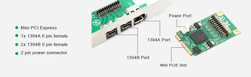 Мини PCI Express 1 порт Firewire 1394A и 2 порта s 1394B карта Texas-INSTRUMENTS-XIO2213B чипсет