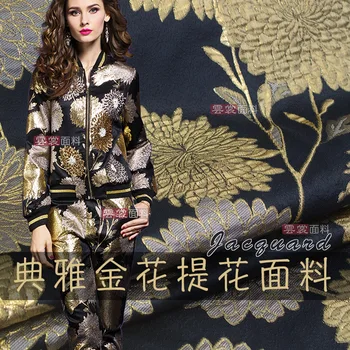 

152 cm gold silk jacquard fabric suit cheongsam dress fabric fabric jacquard dress fabric wholesale cloth