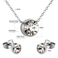 LUXUKISSKIDS Wedding Jewelry Sets Round Big Crystal Pendant Necklace Stud Earrings For Women Classic Fashion Bridal Jewellery 5