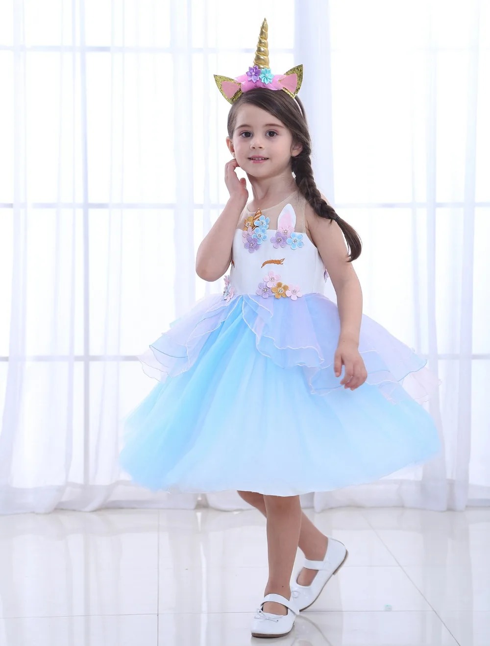 Unicorn Dress Flower Girls Unicorn Tutu Dress Princess Girls Christmas Dress Children Unicorn Party fantasia Girls Dress