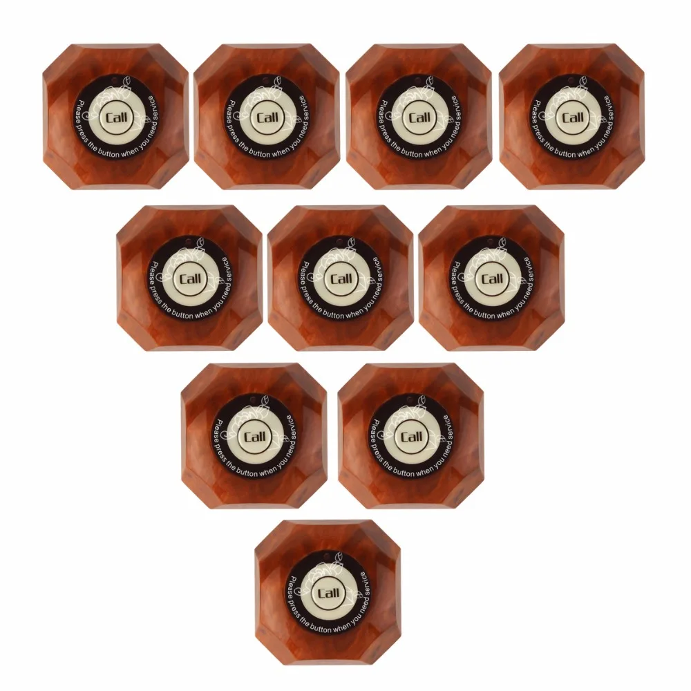 

10Pcs Wireless Restaurant Club Spas Calling System Wood Call Transmitter Button Call Pager Waterproof F3293Y