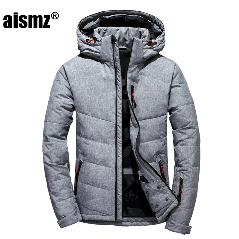

Aismz 2019 Winter Men's Coat New Leisure Youth Men's Thick Slim Down Jackets Autumn Warm Plus Size 3XL Male Gray Basic Outwear