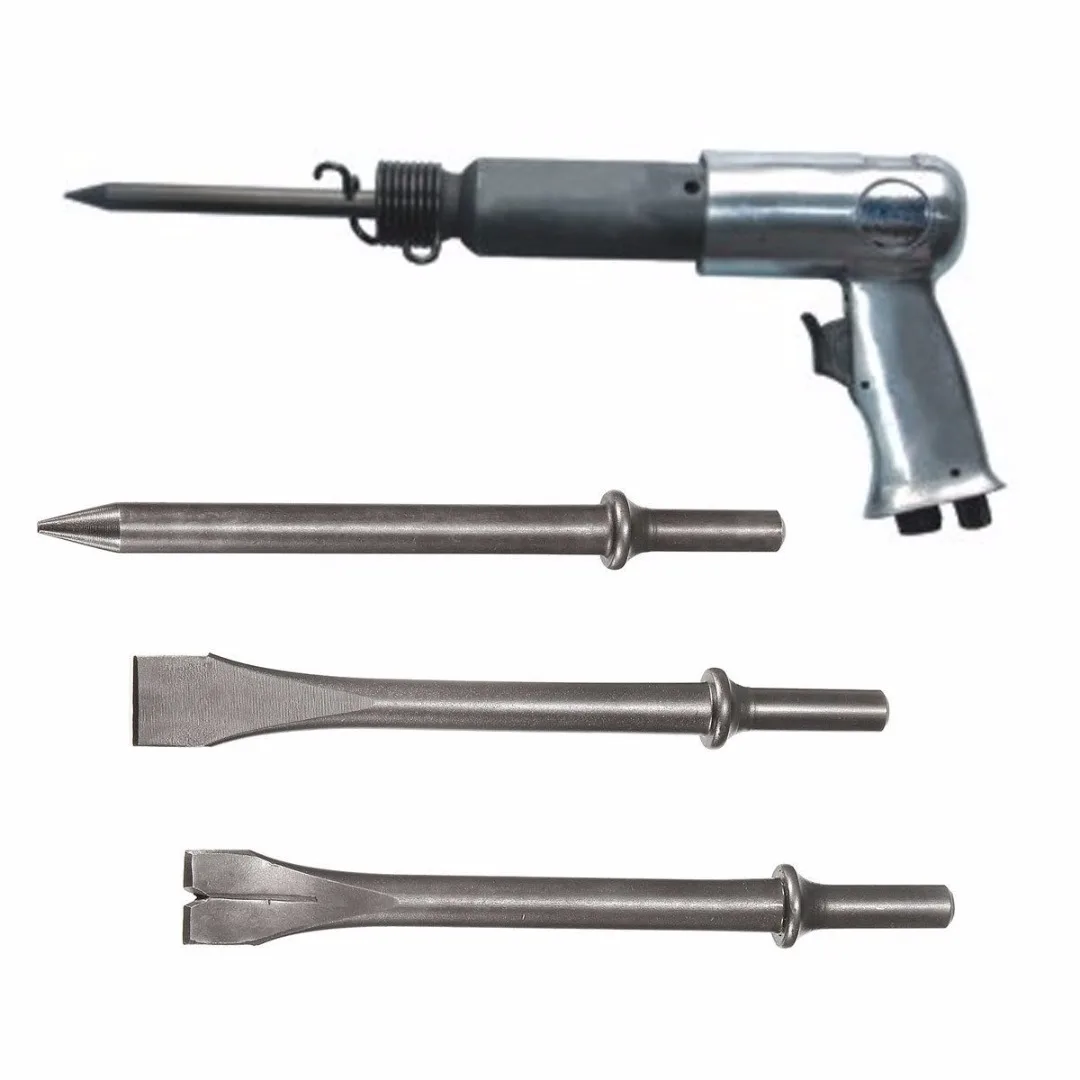 3 Pcs 7'' Length Air Hammer Punch Chipping Chisel Long Bit Set Round Bar Tool