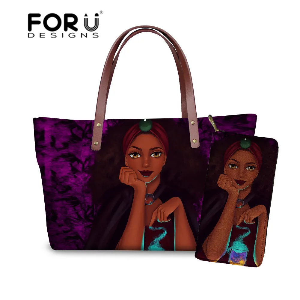 

FORUDESIGNS Handbag for Women Black Women Art African American Girls Shoulder Bags Ladies Luxury Hand Bag&Purses Females Bolsa