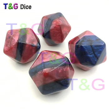 

10pc/set New Mix Color Deep Red and Blue D20 Marbled effect for Entertainment Toys 35mm Big Blank Dice