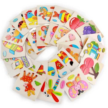 

Wooden 3D Puzzle Jigsaw Toys Cute Cartoon Animal Traffic Intelligence Puzzles Baby Toys Educational Gift For Children