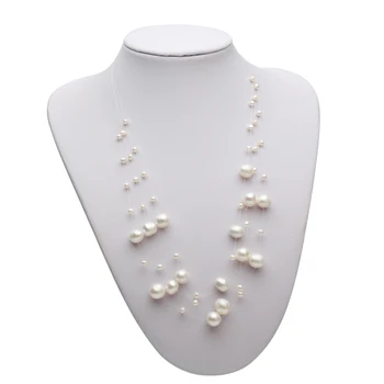 

Real Natural Multi Layer Pearl Necklace Woman,Wedding White Freshwater Pearl Choker Necklace Girls Jewelry