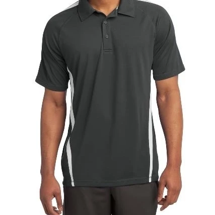 Sport-Tek ST685 Mens PosiCharge Micro-Mesh Colorblock Polo Tees Iron Grey & White - 2XL (1)
