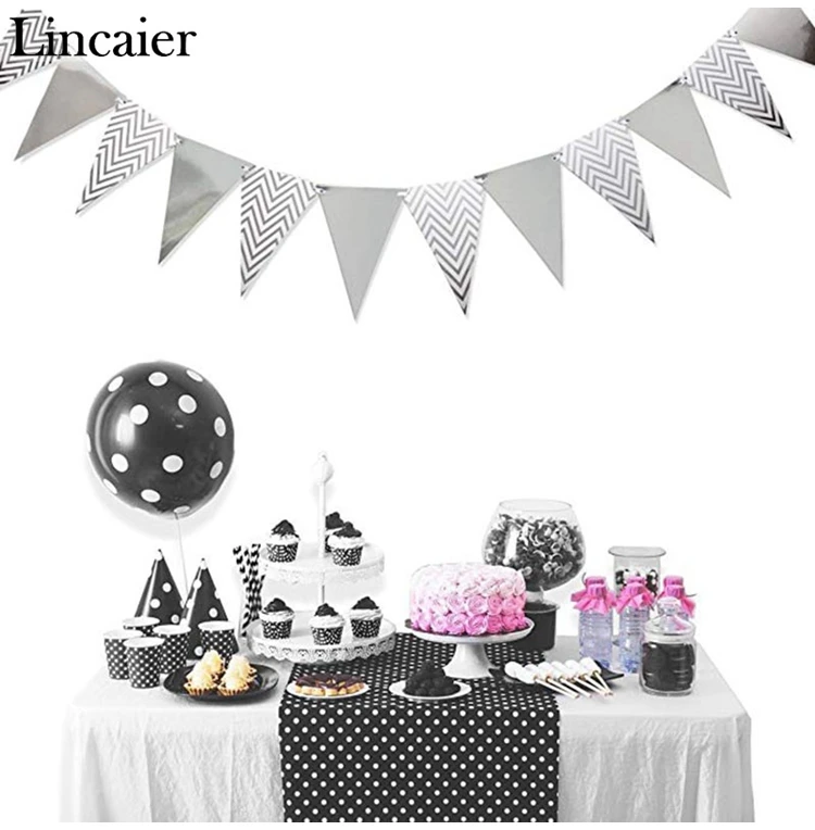 Lincaier Вымпел Баннер с днем рождения украшения Дети Babyshower гирлянда для взрослых розовое золото серебро 12 флагов Nurser поставки