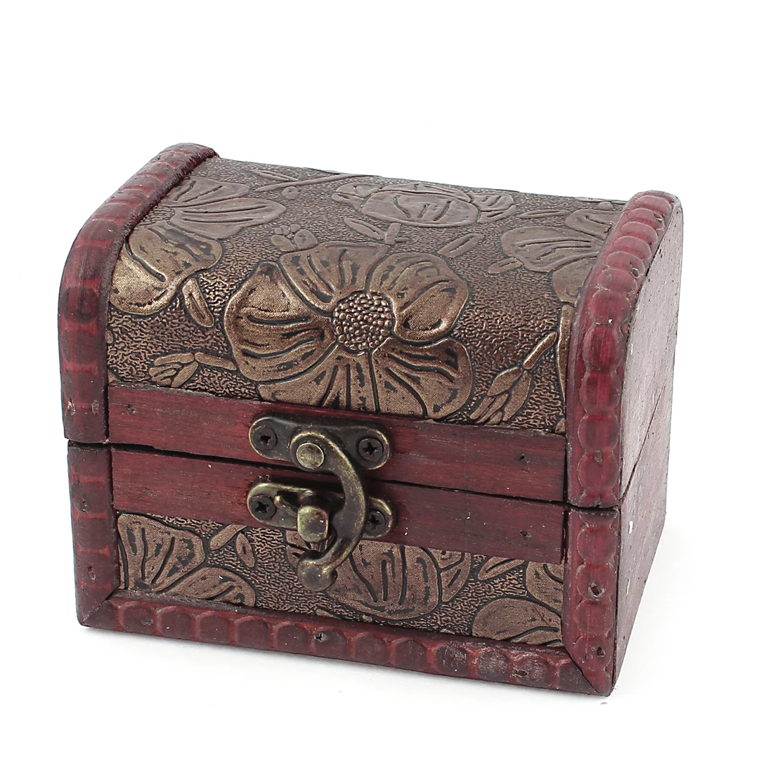 Retro font b Vintage b font Style Flower Pattern Burgundy Wood Trinket Storage font b Jewelry