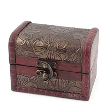 Retro font b Vintage b font Style Flower Pattern Burgundy Wood Trinket Storage font b Jewelry