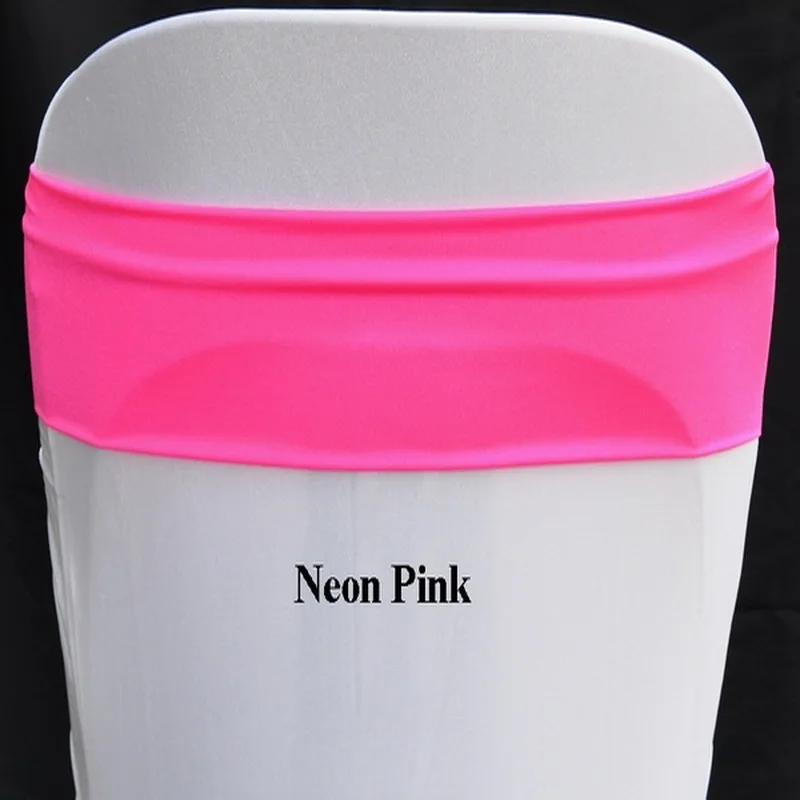 

High Quality Neon Pink Shiny Lycra Chair Bands 12cm x33cm Double Layer