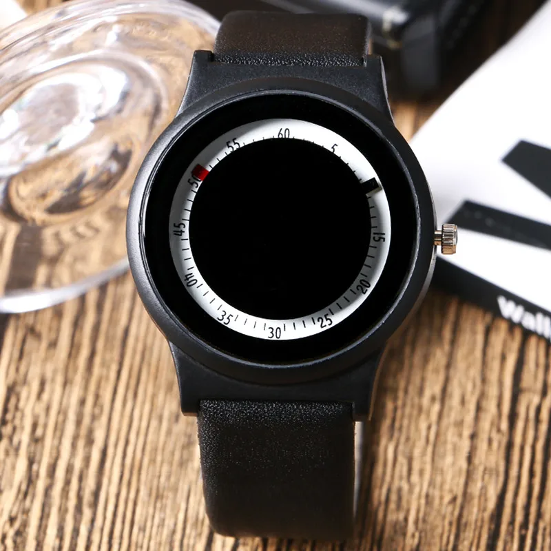 

Minimalist Men Women Wristwatch Cool Luminous Turntable Dial Casual Unisex Geek Quartz Watch Fashion Male Female Couple Clock