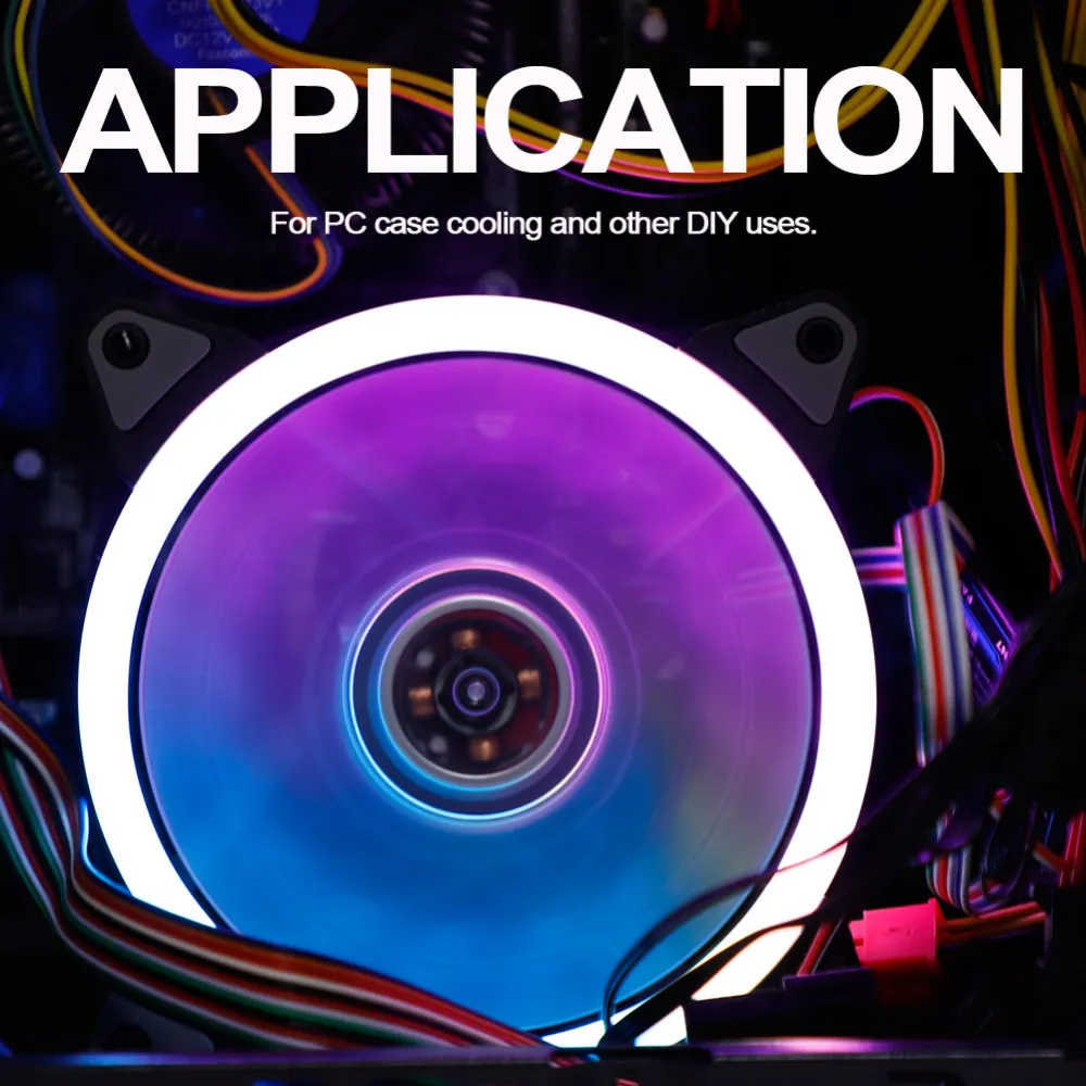 

120mm Computer PC Ultra Silent RGB Case Cooling Fan 15 LEDs 12V With Rubber Quiet Molex Connector 3 / 4Pin Plug Fans Cooler