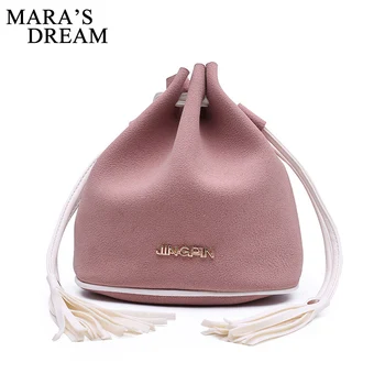

Mara's Dream 2018 Fashion PU Leather 2018 New Bucket Bags Tassel Candy Color Small Bag Crossbody Bags for Women Handbags Ladies