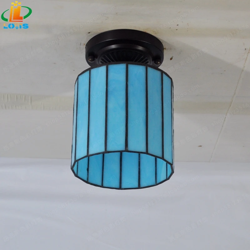 Tubo de Vidro Luzes de Teto Sala de Estar Luzes de Iluminação do Corredor de Entrada Tiffany Estilo Amarelo Corredor Varanda Antigo 12 luzes de iluminação do corredor de entrada varanda antigo