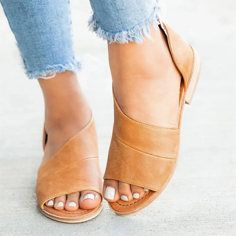 

MoneRffi Women Shoes Soft Genuine Leather 2019 Gladiator Sandal Female Flat Sandals Women Casual Summer Beach Shoes Plus Size 43