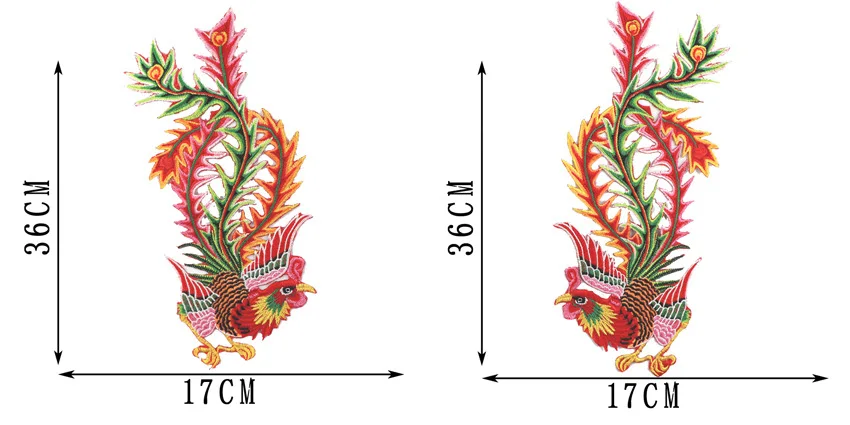 Одежда аксессуары Феникс вышитые кружева петух нашивка на одежду cheongsam горячего расплава цветок пар - Цвет: 1