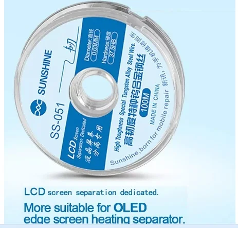 

Sunshine SS-051 LCD Screen Separation Wire Ultrafine 0.03MM Cutting Steel Wire