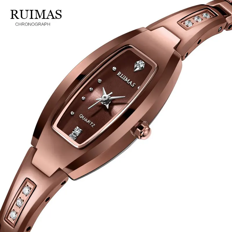 

Luxury Fashion Ladies Watches Rose Gold Women Watches Elegant Minimalism Rhinestone Casual Black Female Waterproof Clock RS6761L