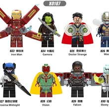 80 шт. X0187 Супер Герои ЖЕЛЕЗНЫЙ ЧЕЛОВЕК Доктор Стрэндж подчеркнутой Проксима Полночь видения Сокол Ebony пасть гамора строительные блоки игрушки