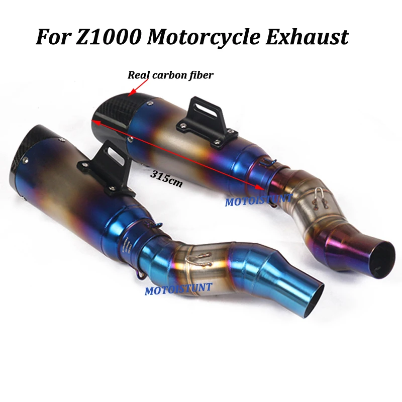 

Double Muffler For Kawasaki Z1000 Motorcycle Exhaust Escape Modified With Middle stainless steel Link Pipe Slip on