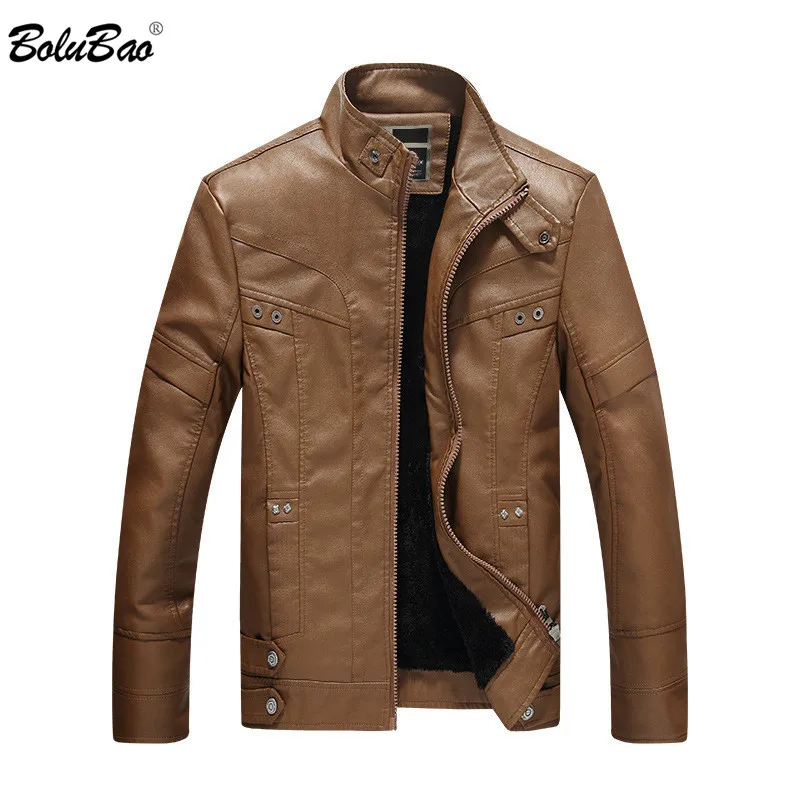 

BOLUBAO New Men's Leather Jacket 2019 Men Brand Artificial Leather Motorcycle Style Business Casual Male Winter Jacket PU