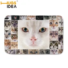 HUGSIDEA восхитительный Кот Печатный нескользящий коврик для ванной домашний декоративный Придверный коврик высококачественный фланелевый ковер мягкие фланелевые прямоугольные коврики