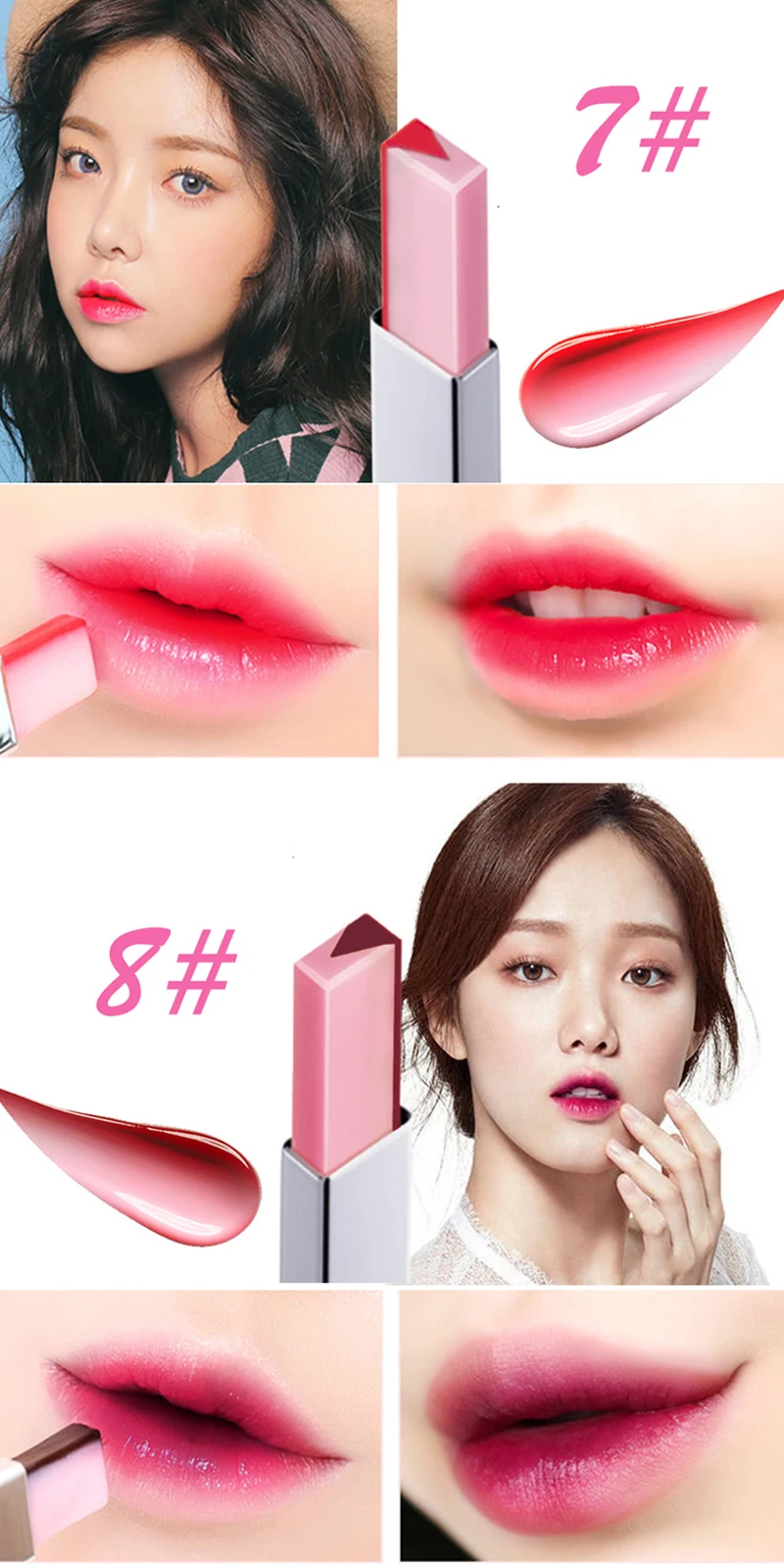 NOVO, брендовая помада, блеск для губ, макияж, batom, градиентный цвет, корейский стиль, два цвета, оттеночная Помада для губ, стойкий водостойкий бальзам для губ