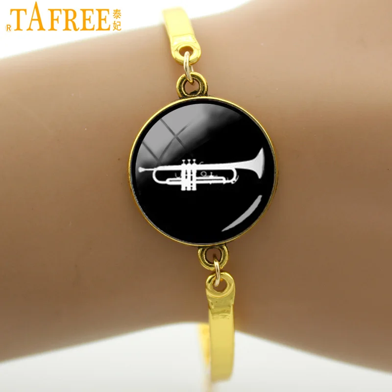 

TAFREE Brand Vintage Trumpet Silhouette Bracelet Retro Fashion Charming Bracelet & Bangle For Music liker Men Women Jewelry T837