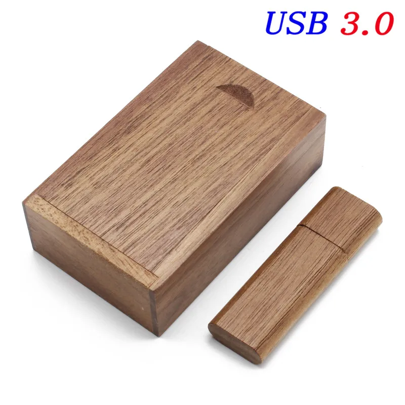 JASTER USB 3,0 заказной логотип лазерная гравировка деревянный USB флэш-накопитель карта памяти+ коробка флешки 4 ГБ/64 ГБ свадебные подарки - Цвет: walnut