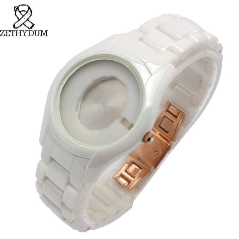 

Ceramic watch strap bracelet 18mm white watchband and watchcase watch accessories rose gold Butterfly buckle for AR1473