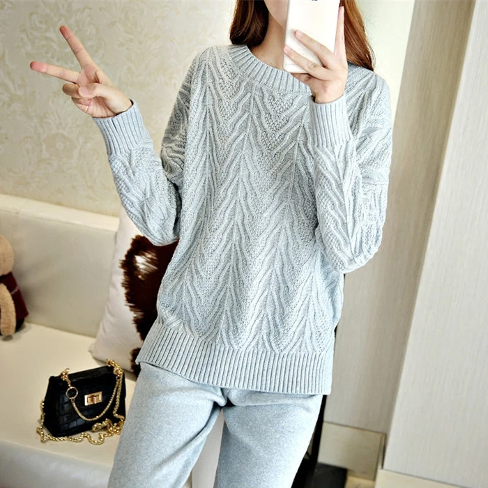 

Pullover Full O-neck Pullovers Time-limited Pullovers Women Winter Hot Cashmere Sweater Set Knit And Casual Pants Of Women