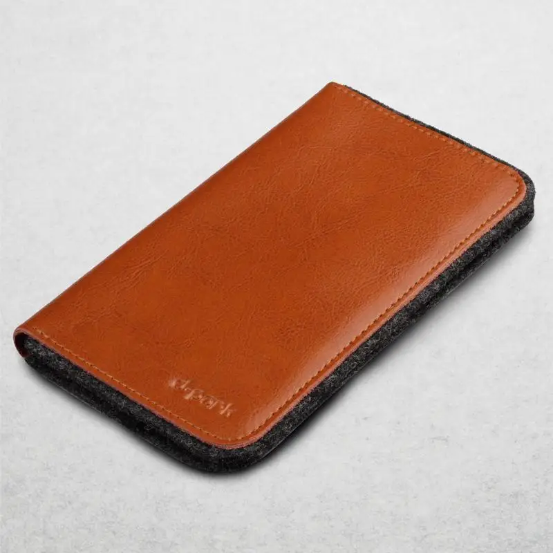 D park Genuine Leather Sleeve Wool Felt Wallet Case Cover For iPhone5 5S iPhone SE With