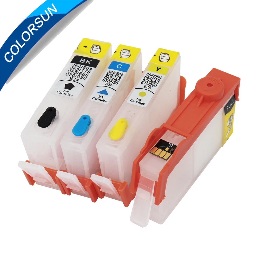 Colorsun 4 шт. для картриджа принтера HP 364 XL Photosmart 5510 6510 B209a C510a|ink refill|cartridge for printerink hp |